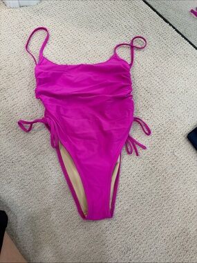 Girls Fuchsia One-Piece Swimsuit with Side Ties